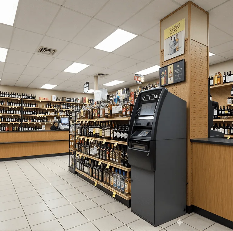 ATM inside store with tires